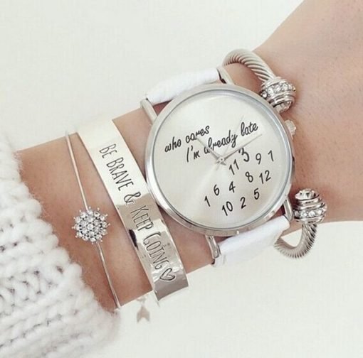 Montre tendance who cares im late blanche