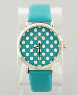 Montre à petits pois turquoise