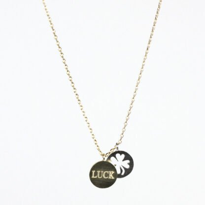 ollier porte-bonheur doree, collier plaqué or chaine: 45cm pendentif plaqué or: 12 x 16 mm
