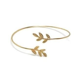 Bracelet feuille lariat or