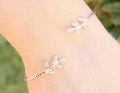 Bracelet feuille or