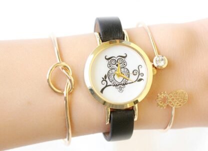 Montre hiboux noire
