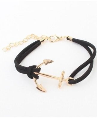 Bracelet ancre dore suede cuir pas cher