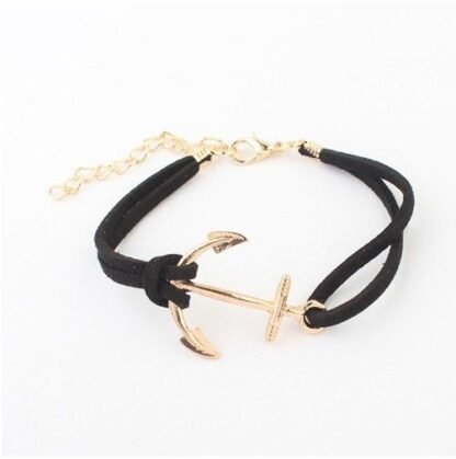 Bracelet ancre dore suede cuir pas cher