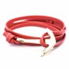 Bracelet ancre marine cuir rouge