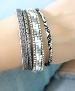 Bracelet multi-tours tendance 2018 gris