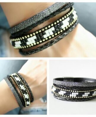 Bracelet multi-tours tendance 2018 noir
