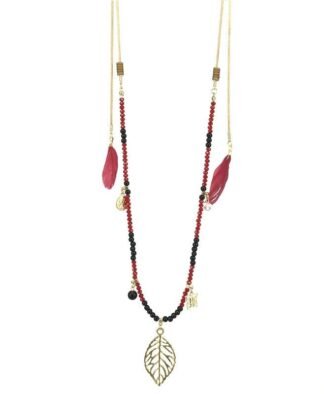 Collier swarovski plume feuille