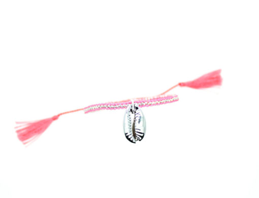 Bracelet coquillage cordon rose