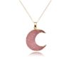 collier lune rose plaque or