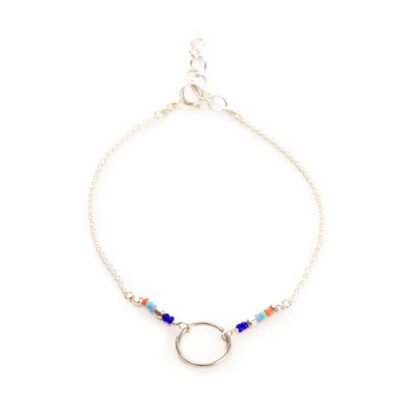 Bracelet cercle perles multicolore argent