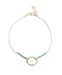 Bracelet cercle perles turquoise argent