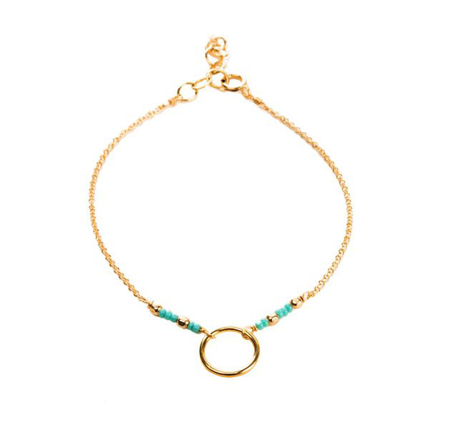 Bracelet cercle perles turquoise