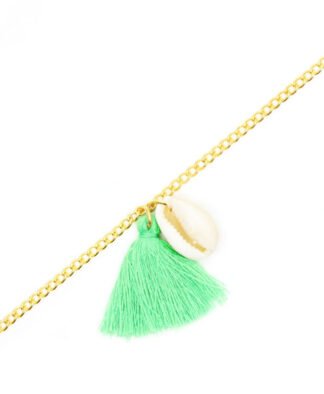 Bracelet coquillage pompon vert
