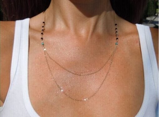 Cadeaux Femme- Collier multi-rangs noir