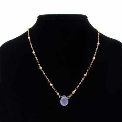 Collier fantaisie pierre bleue