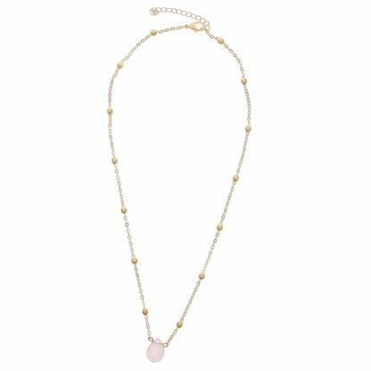 Collier fantaisie pierre rose