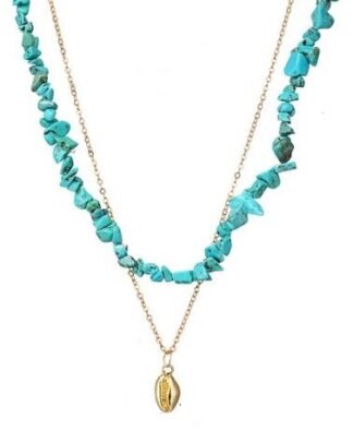 Collier multirang turquoise coquillage