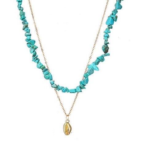 Collier multirang turquoise coquillage