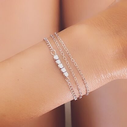 Bracelet minimaliste trois rangs argente