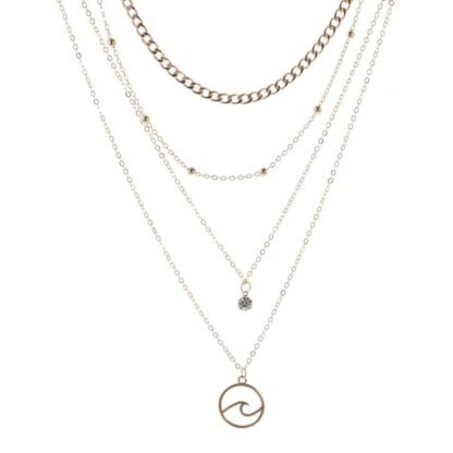 Collier chaine satellite pendentif vague