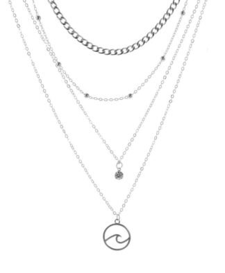 Collier chaine satellite vague argent