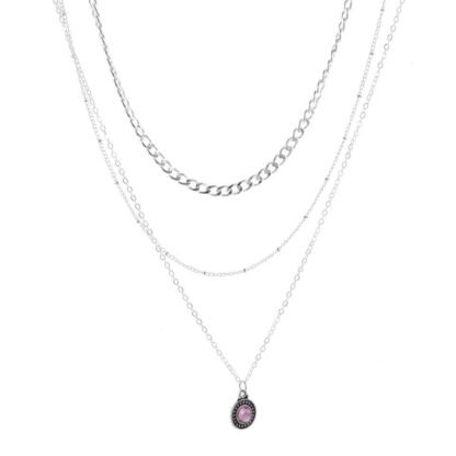 Collier medaille pierre argent