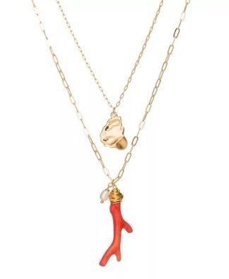 Collier multirang branche de corail rouge