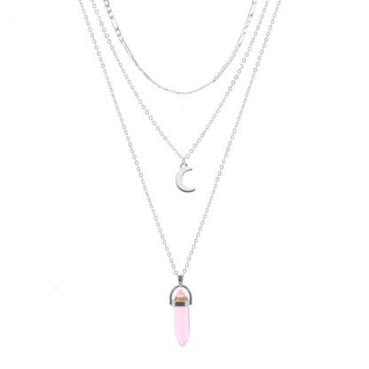 Collier quartz argente