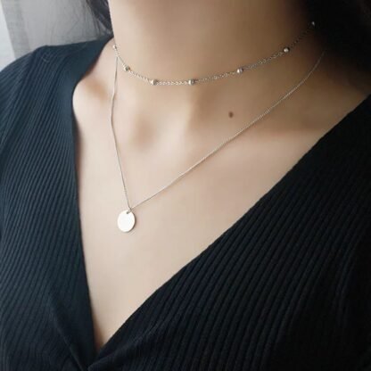 Collier femme multirangs argent