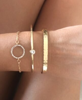 Bracelets tendance 2021- Lot de 3 bracelets or