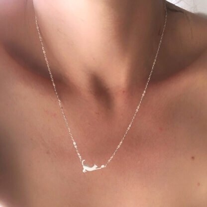 Collier pendentif chat argente