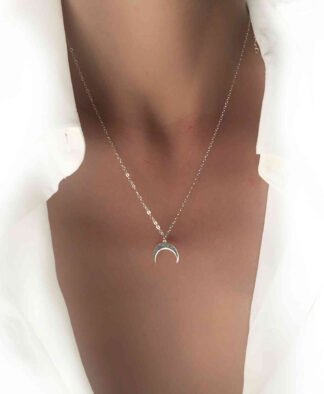 Collier tendance 2021- corne lune acier