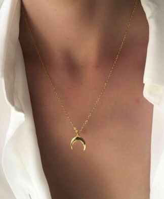 Collier tendance 2021- croissant de lune acier