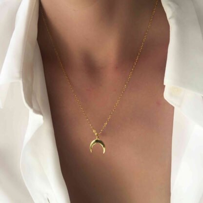 Collier tendance 2021- croissant de lune acier