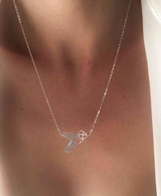 Collier tendance 2021- oiseau origami argent