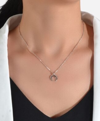 Collier corne lune argent