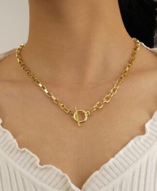 Collier grosse maille fermoir T