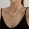 collier grosse maille perles blanches