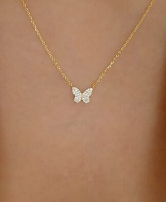 Collier papillon en strass