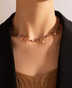 collier multicolore perles etoiles
