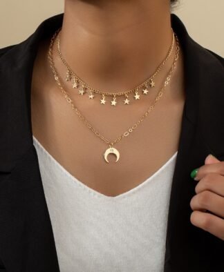 collier multirang corne lune etoiles