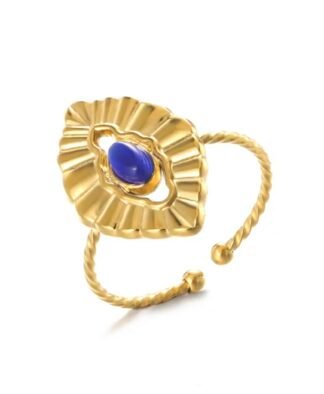 Bague boheme hippie chic avec pierre bleue