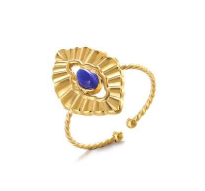 Bague boheme hippie chic avec pierre bleue