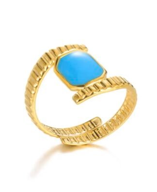 Bague pierre bleue tendance 2024