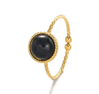 Bague pierre noire tendance