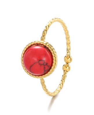 Bague pierre rouge tendance