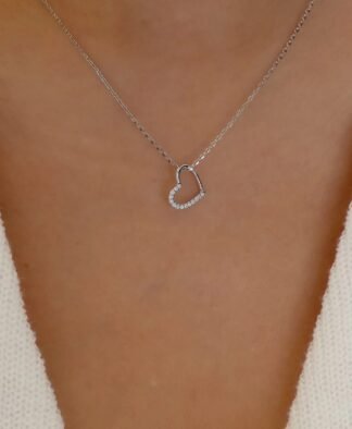 Collier a moins de 10 euros- Coeur strass argent