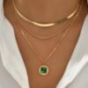 Collier a moins de 10 euros- Multirangs pendentif vert