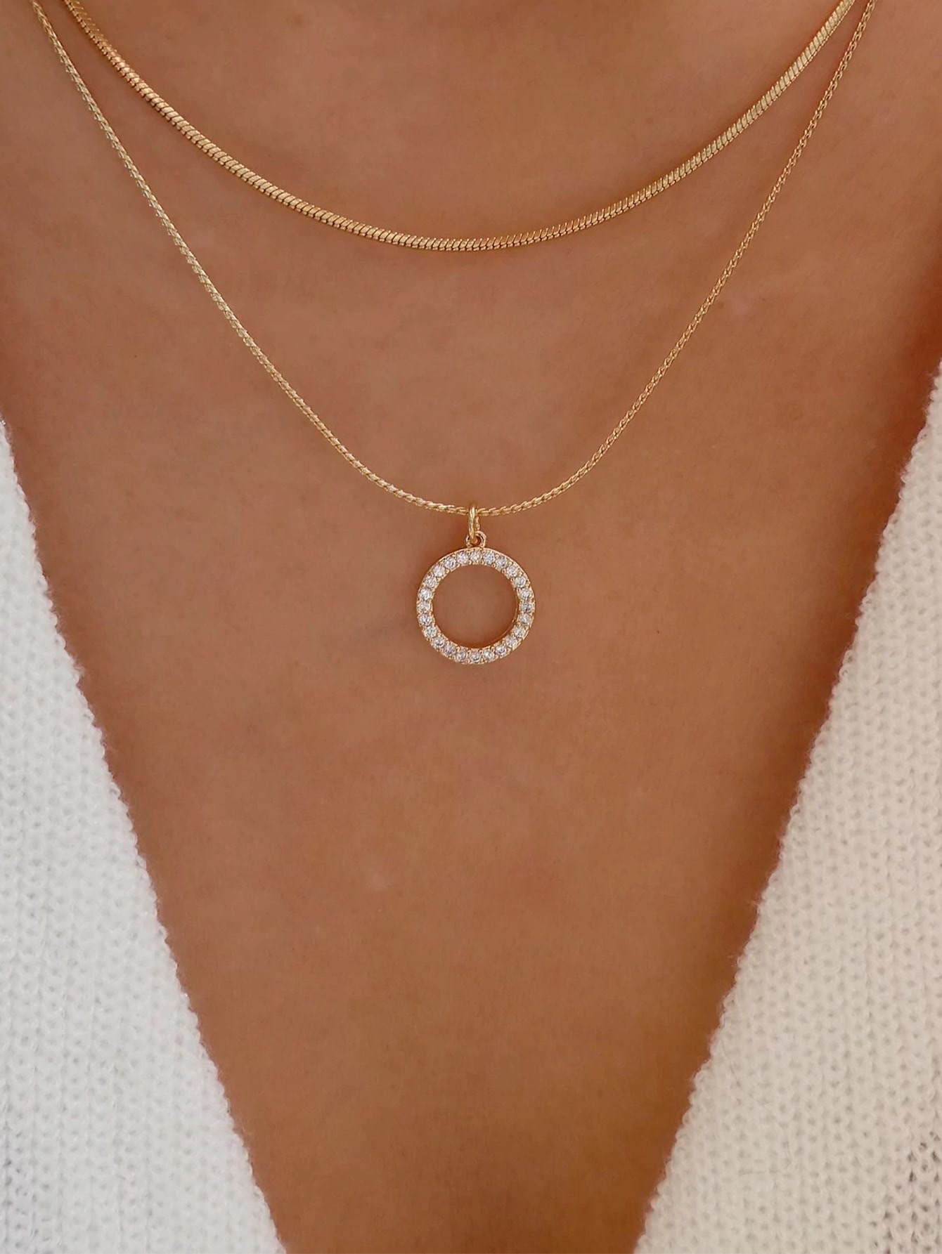 Collier à moins de 10 euros- Cercle strass doré- Cadeaux bijoux
